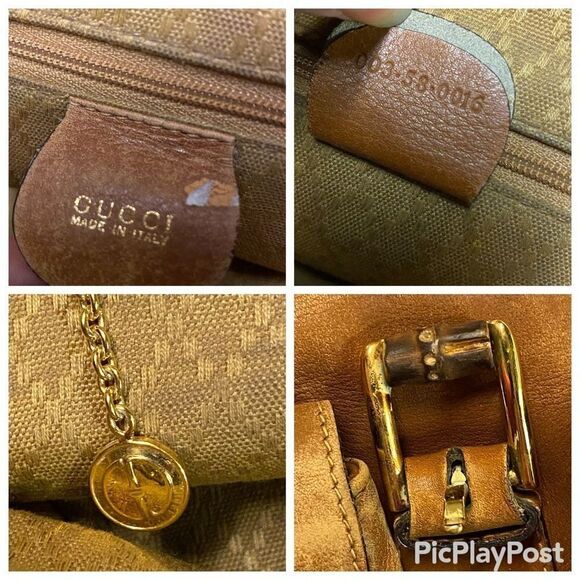 Authentic Gucci Brown Leather Bamboo Accent Mini Backpack / Large Purse *FLAWS* - Picture 11 of 12